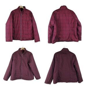 St. John's Bay Jacket Women XL Maroon Reversible Full Zip Quilted Puffer Outdoor